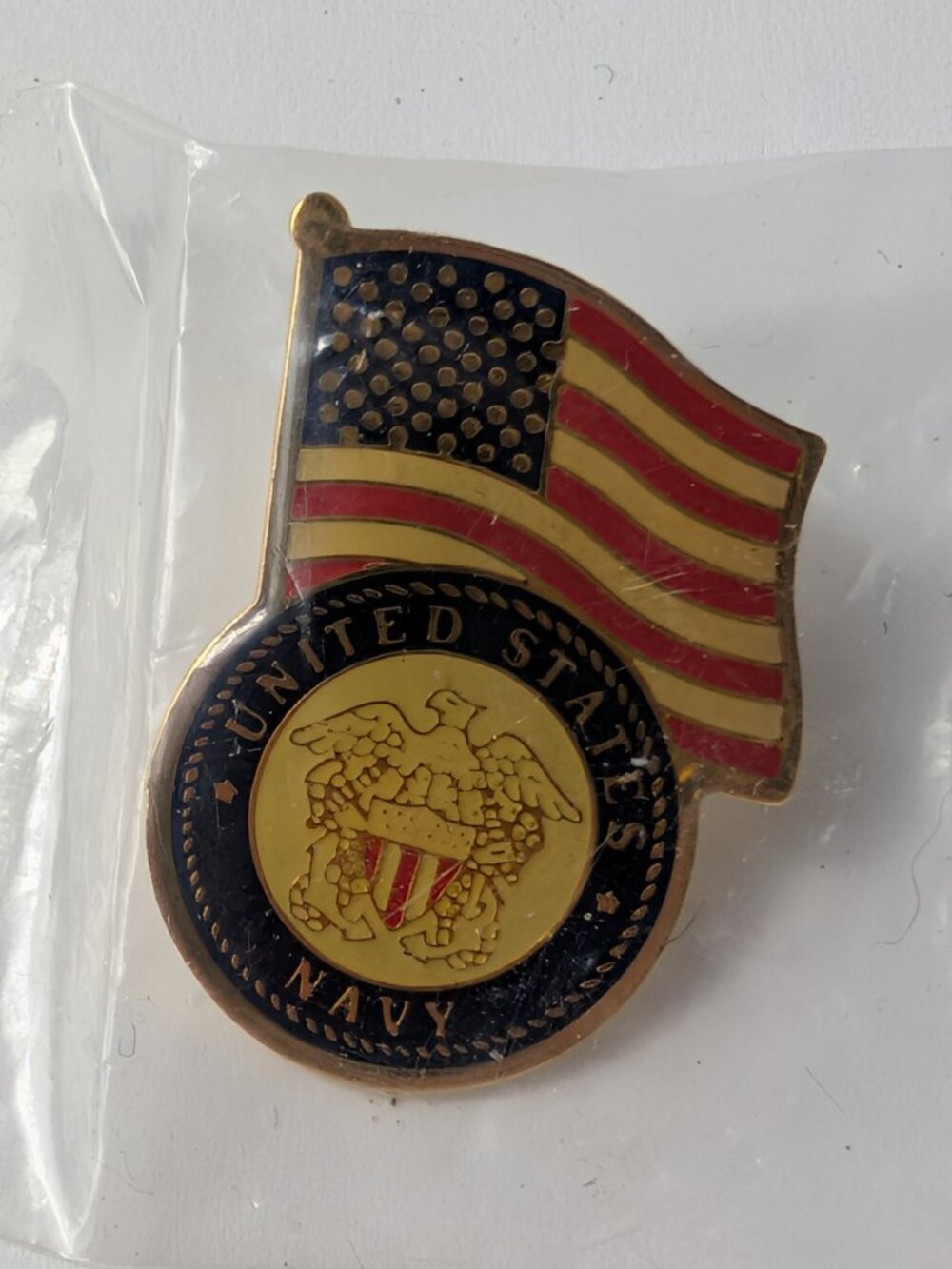 Vintage United States Navy American Flag Lapel Hat Pin